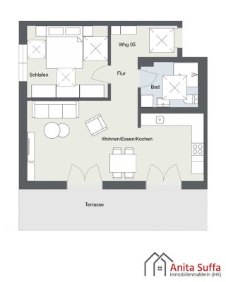 Sonnenverwöhnte 2 Zimmer Neubauwohnung mit KfWDarlehen! WE05