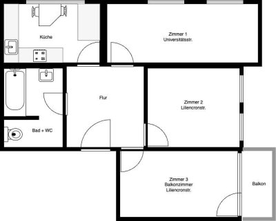 Gutgeschnittene 3-Zimmer-Wohnung mit Balkon und Einbauküche in Köln Lindenthal