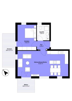 2 Zimmer OG Wohnung mit Terrasse und Balkon - Haus 2 | Whg. 9