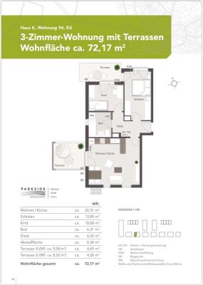 Neuwertige Wohnung mit drei Zimmern sowie zwei Terassen mit Garten und Einbauküche in Haar/Gronsdorf