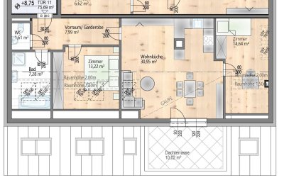 Dachterrassenwohnung-traumhafte südseitige, lichtdurchflutete, 3 sonnige großzügige Zimmer - Dachterrassenwohnung mit Lift - 2. DG - unverbauter Fernblick bis zum Schneeberg