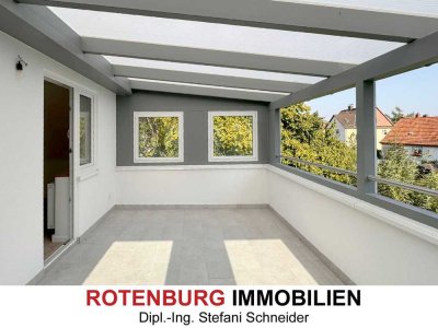 Erstbezug nach Sanierung: 2-Zi-Wohnung im DG (OG1) mit großer Terrasse und Gartenmitbenutzung in RoF