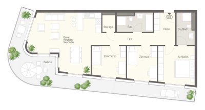 Traumhafte 4,5-Zimmer-Wohnung mit Panoramablick -AUREO mit KfW 40 - Verkaufsstart-Aktion !