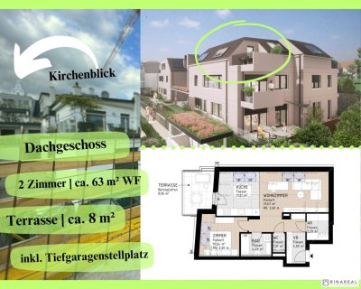 PROVISIONSFREI | Wohnen im Villenviertel | 2 Zimmer Wohnung mit Terrasse (DG) inkl. Tiefgaragenstellplatz | Hügelgasse | Fertigstellung Mitte 2025 (Gebäude B - Top 11)