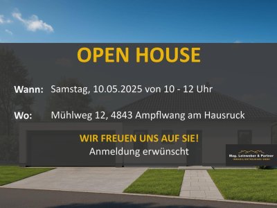 OPEN HOUSE! Exklusiver Neubau-Bungalow mit XL-Terrasse, Doppelgarage und großzügigem Grundstück im Mühlweg/ Ampflwang am Hausruck