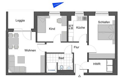 Offene Besichtigung jeden Mittwoch 15:00 - 17:00 Uhr - 3 Zimmer-Wohnung im Neubaugebiet  Sonnenkamp