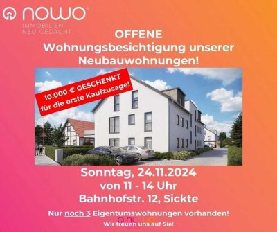 Bezugsfertig! Und 10.000 € beim Kauf geschenkt! Sonnige Neubau 3-Zim.-Wohnung mit Balkon