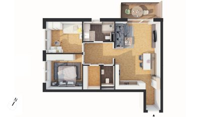 Hochwertige 3-Zimmer Neubau-Wohnung mit Balkon (W12)