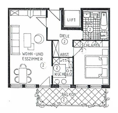 2-Raum-EG-Wohnung mit Balkon und Einbauküche in Öhringen nähe Hofgarten