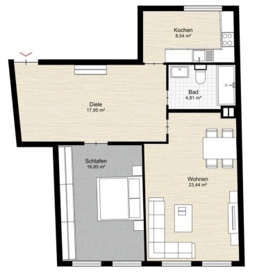 Stilvolle, modernisierte 2-Raum-Wohnung in Hannover