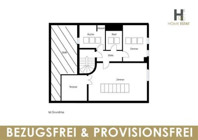 Bezugsfreie Dachgeschosswohnung mit großer Terrasse & Provisionsfrei