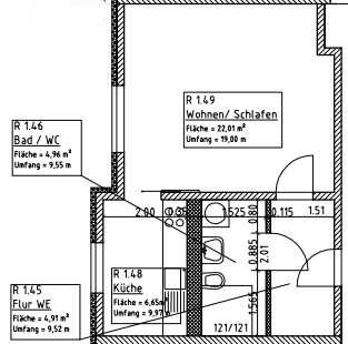 Schöne, barrierefreie 1-Zimmer-Wohnung in Eppendorf (Nr. 12)