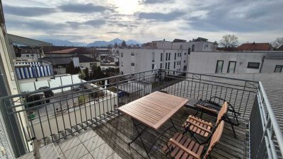 Möblierte Wohnung Freilassing, bei Salzburg, Terrasse & Bergblick