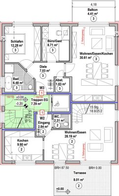 Neubau Maisonette Eigentumswohnung Nr. 2 mit 92,2m² EG + OG in Mettlach-Keuchingen