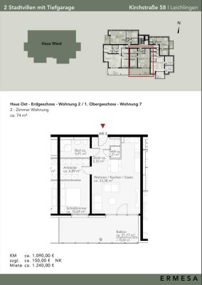 Erstbezug mit Balkon: Geschmackvolle 2-Zimmer-Wohnung mit geh. Innenausstattung