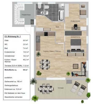 Moderne 3 ZKB Gartenwohnung in schöner Lage