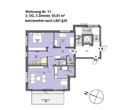 3 Zimmerwohnung zum Wohlfühlen mit Dachterrasse / barrierefrei nach LBO §35