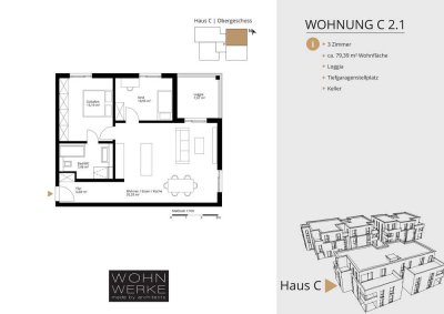 Whg C 2.1. - 3 Zimmer - Obergeschoss mit Ost-Loggia