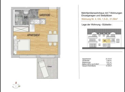 1 Zimmer Apartment in hervorragender Lage in Bad Rappenau!