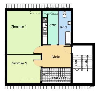 helle 2-Raumwohnung im Dachgeschoss