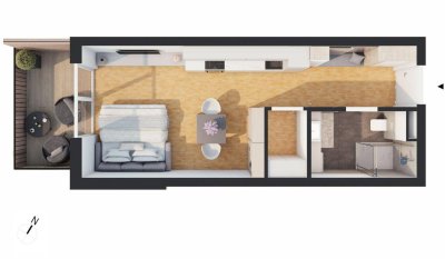 Hochwertige 1-Zimmer Neubau-Wohnung mit Balkon (W10)