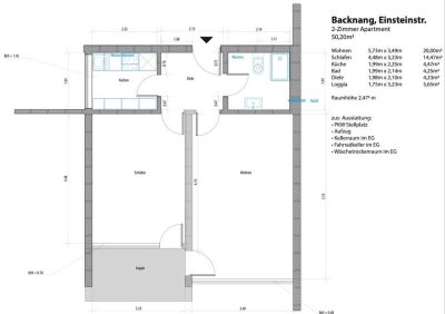 Renovierte und helle 2-Raum-Wohnung mit Einbauküche und PKW-Stellplatz in Backnang