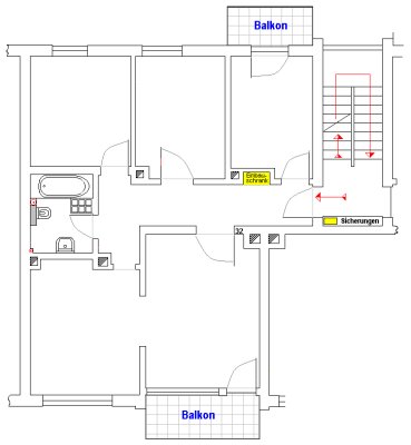 NEU renovierte 3-Zimmer Wohnung + Küche + Bad + 2 Balkone