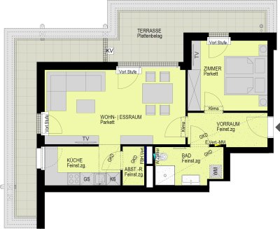 Lichtdurchflutete 2-Zimmer-Dachgeschoßwohnung mit großer Terrasse und Klimaanlage