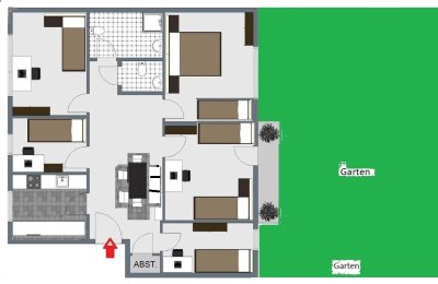 Optimal für WG´s und Firmen! Urban/idyllisch! Moderne, sanierte, schicke Wohnung-mit großem Garten! Super Verkehrsverbindung!